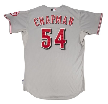 2013 Aroldis Chapman Game Worn Cincinnati Reds Road Jersey (MLB Authenticated - )